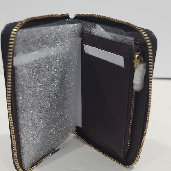 💗COACH NIB Owls Print Small Zip Around Leather Wallet in a COACH GIFT BOX $125 - Picture 2 of 11